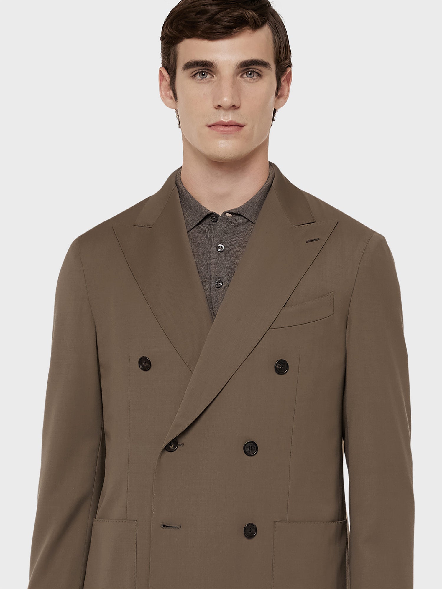 Caruso Menswear Abbigliamento Uomo Abiti Abito aida doppiopetto in lana tecnica marrone look 4