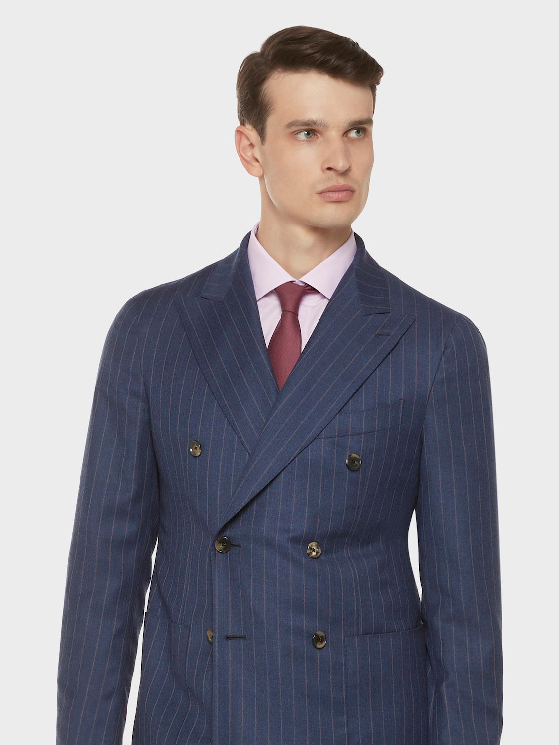 Caruso Menswear Abbigliamento Uomo Abiti Abito aida doppiopetto gessato in flanella di lana blu look 5