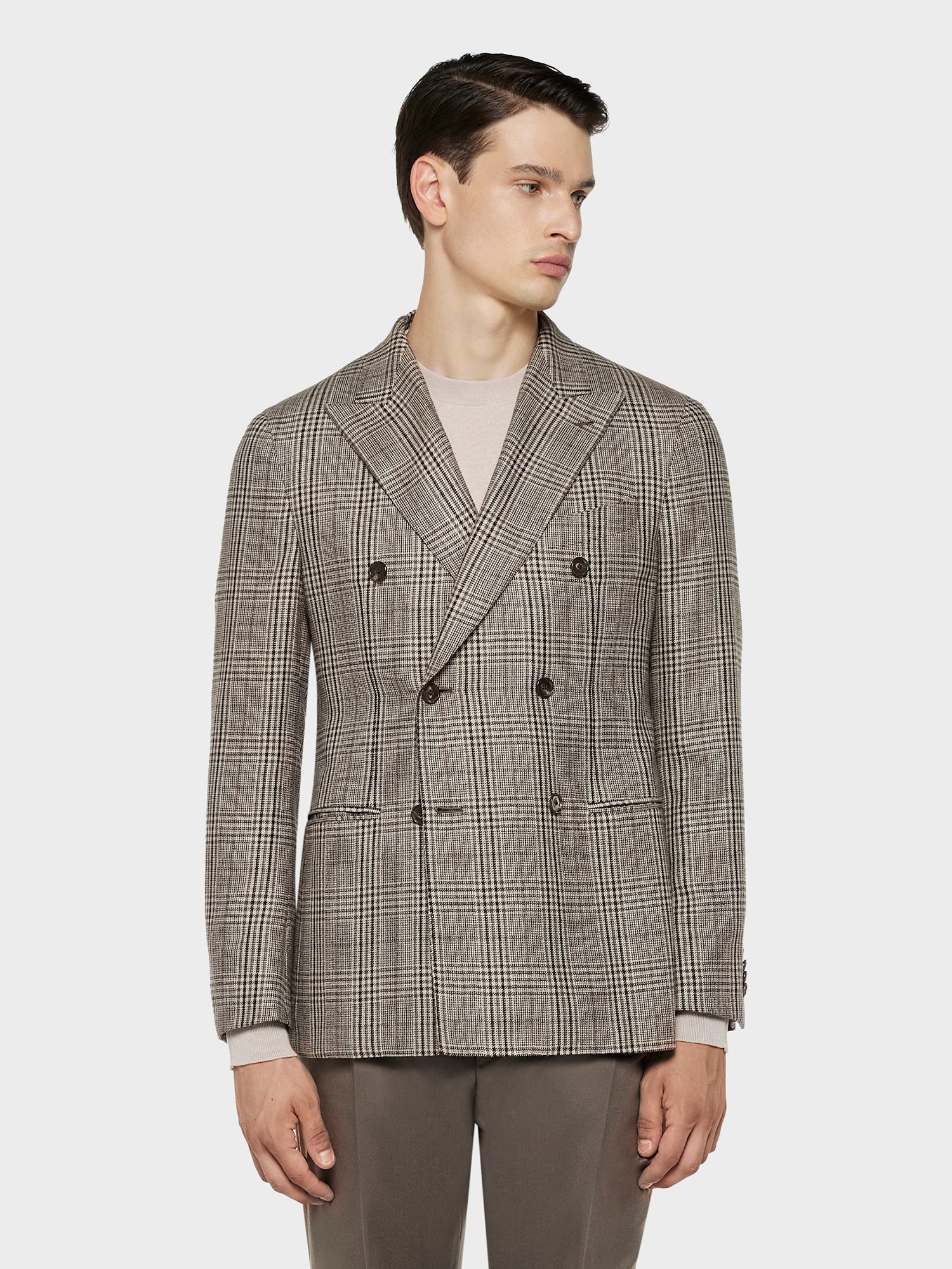 Caruso Menswear Abbigliamento Uomo Giacche Giacca aida doppiopetto in seta, lana e cashmere a quadri look 3