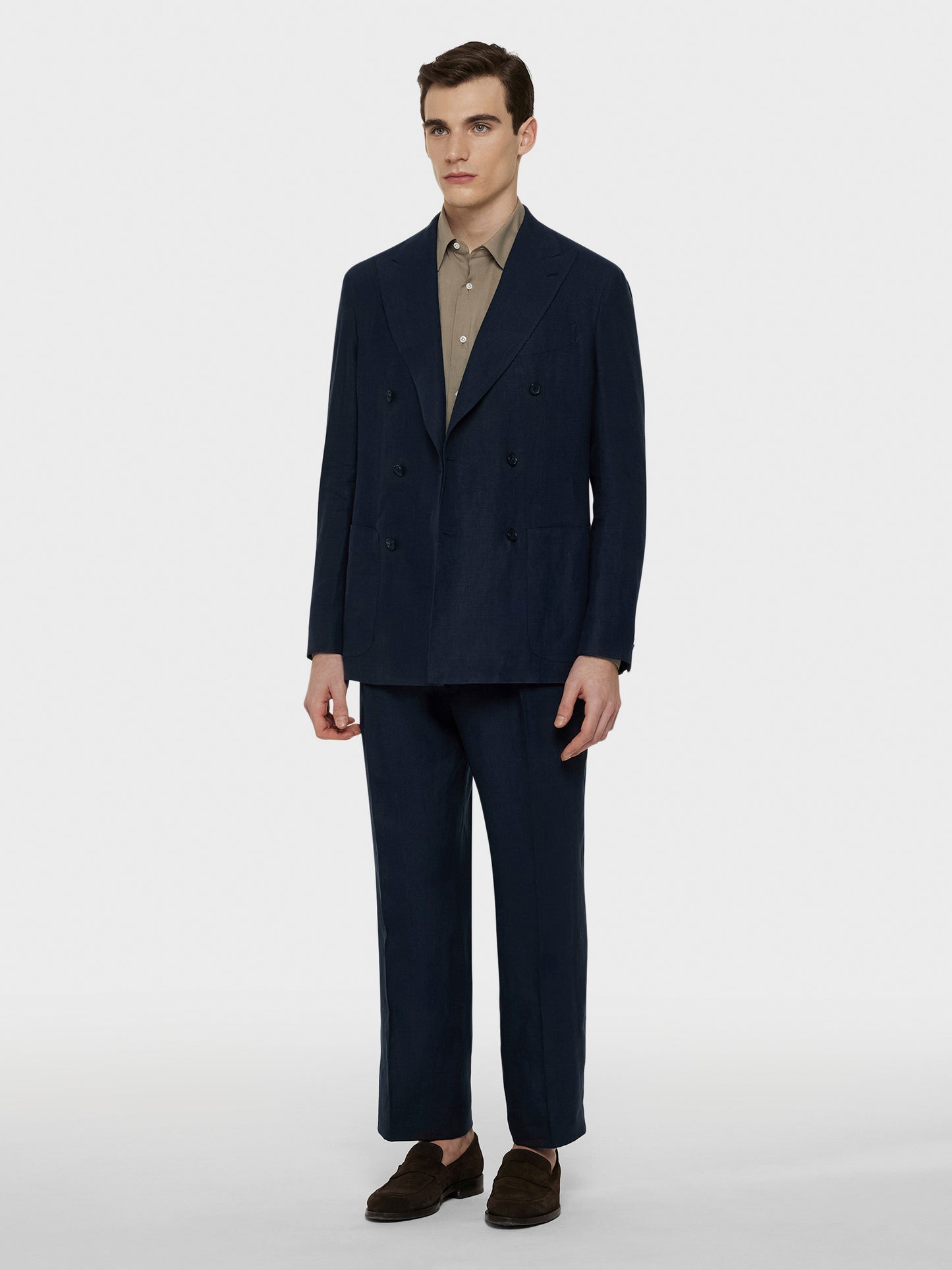Caruso Menswear Abbigliamento Uomo Giacca aida doppiopetto in lino blu total look