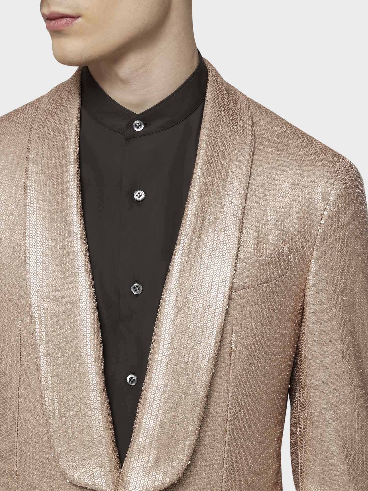 Caruso Menswear Abbigliamento Uomo Giacca aida in lana tecnica con paillettes rosa dettaglio