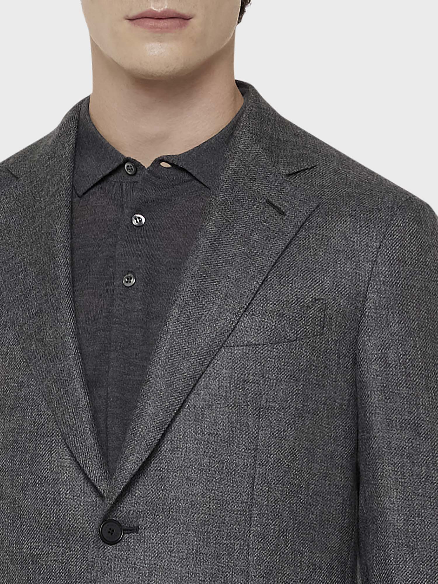 Caruso Menswear Abbigliamento Uomo Giacca aida in cashmere grigio fumo dettaglio