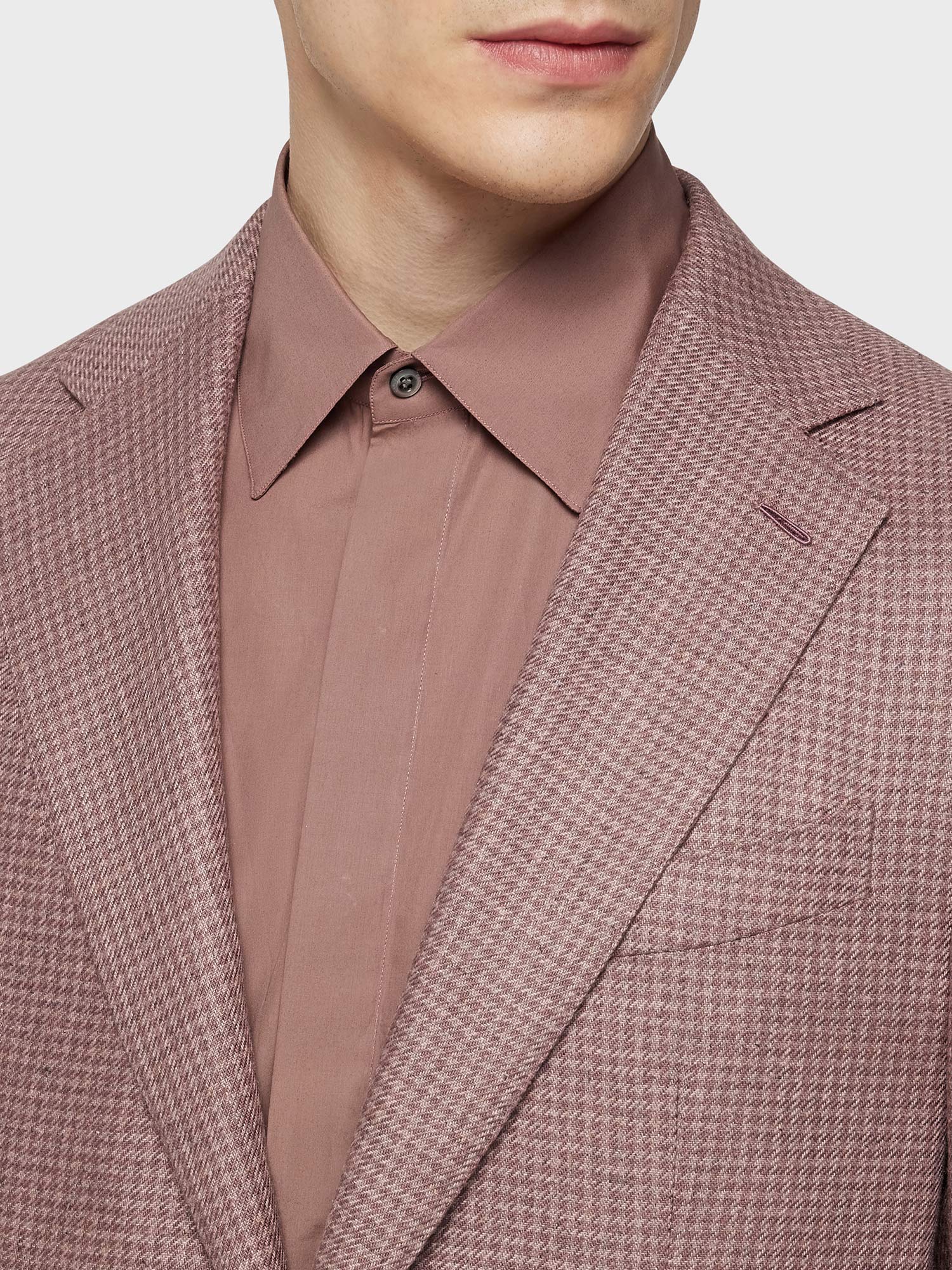 Caruso Menswear Abbigliamento Uomo Giacca aida in seta pied de poule rosa dettaglio