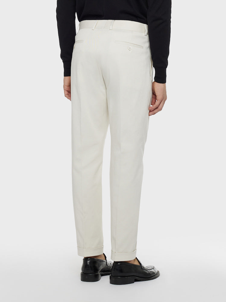 Caruso Menswear Abbigliamento Uomo Pantaloni Pantalone carrot fit in flanella di lana panna look 4