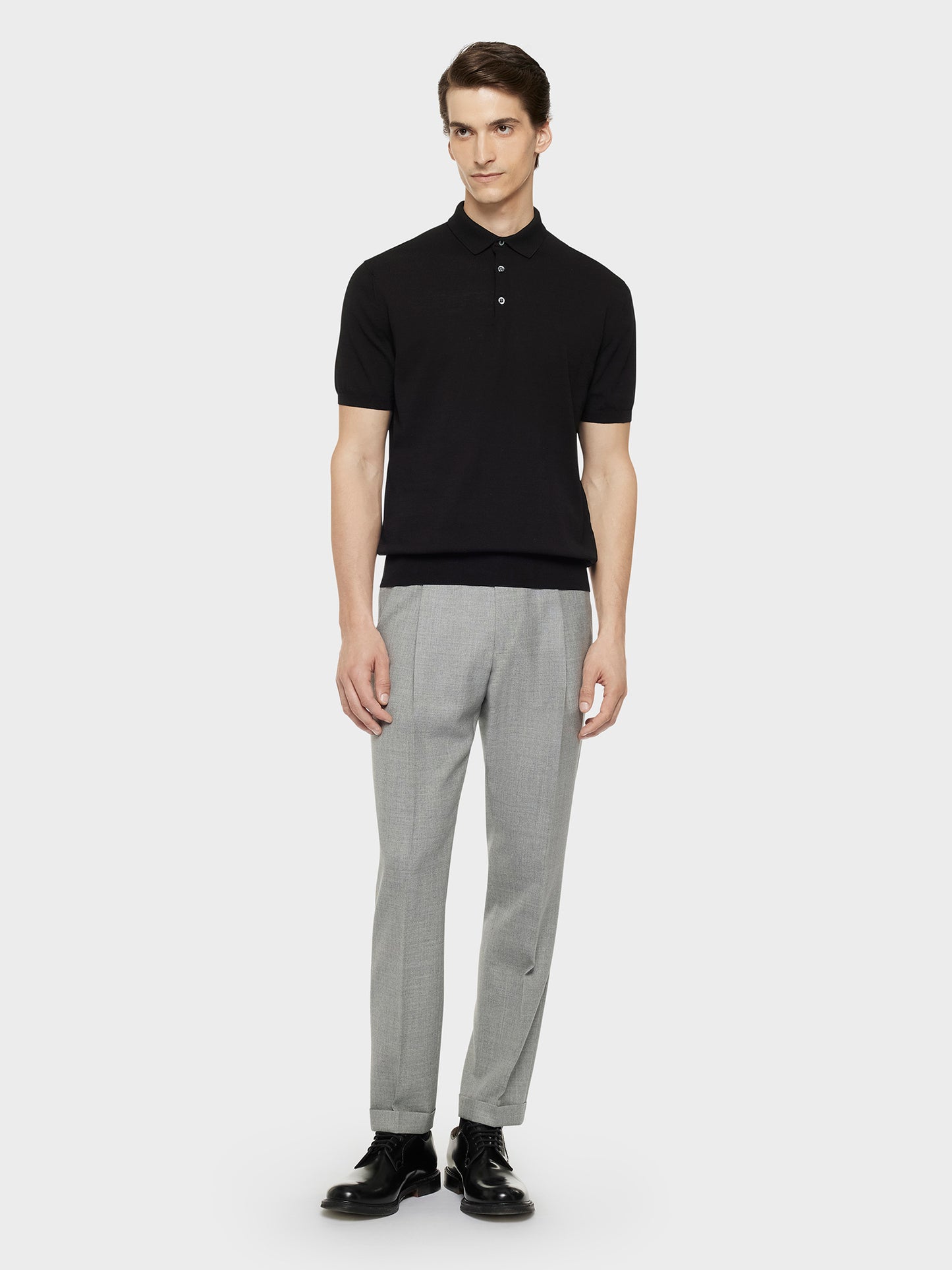 Caruso Menswear Abbigliamento Uomo Pantaloni Pantalone carrot-fit in lana grigio look 3