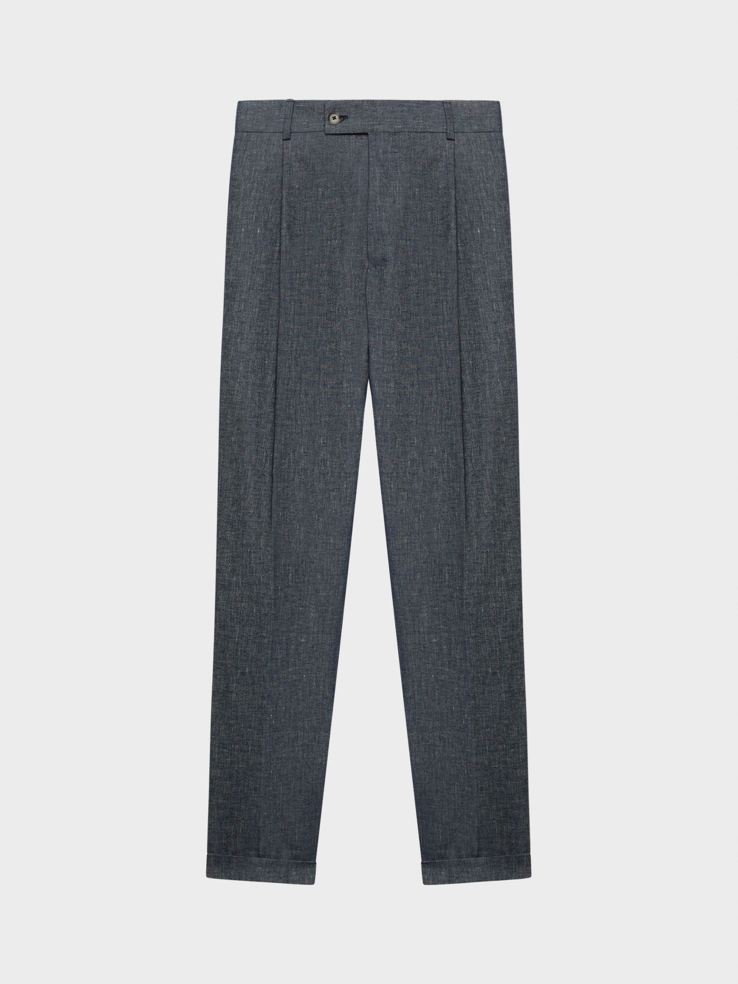 Caruso Menswear Abbigliamento Uomo Pantaloni Pantalone carrot-fit in lino e cotone blu denim look 2