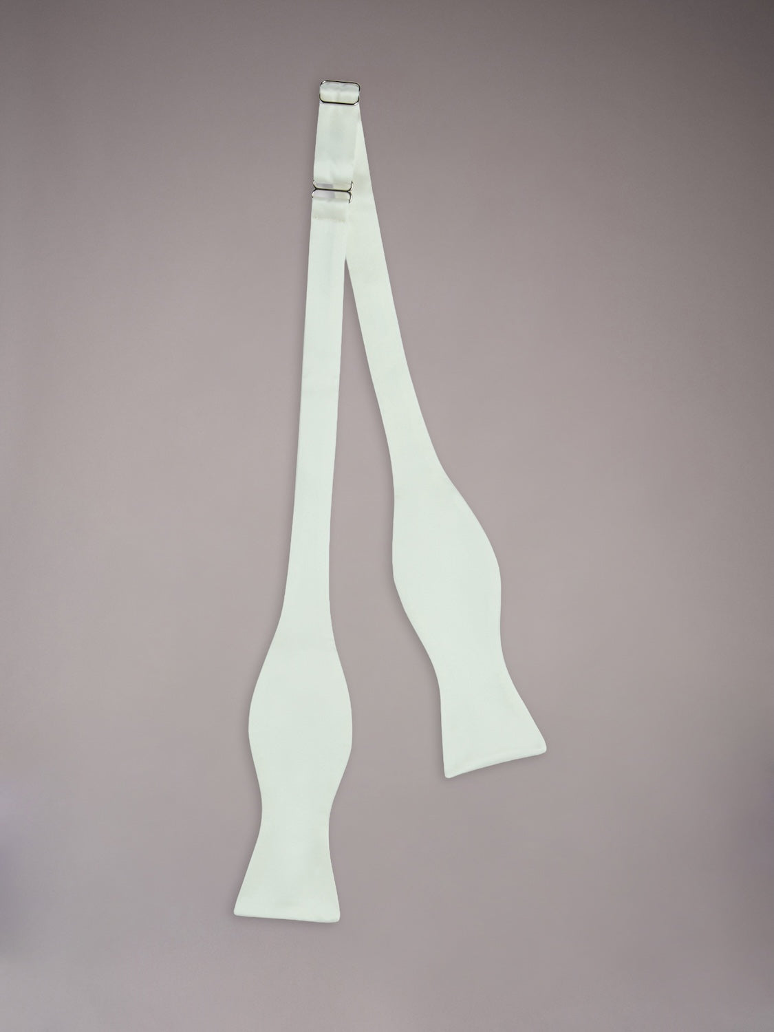 Self-tie bow tie in white silk satin