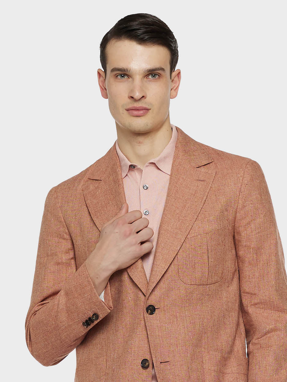 Caruso Menswear Abbigliamento Uomo Giacche Giacca caruso in seta e lino rosa look 5