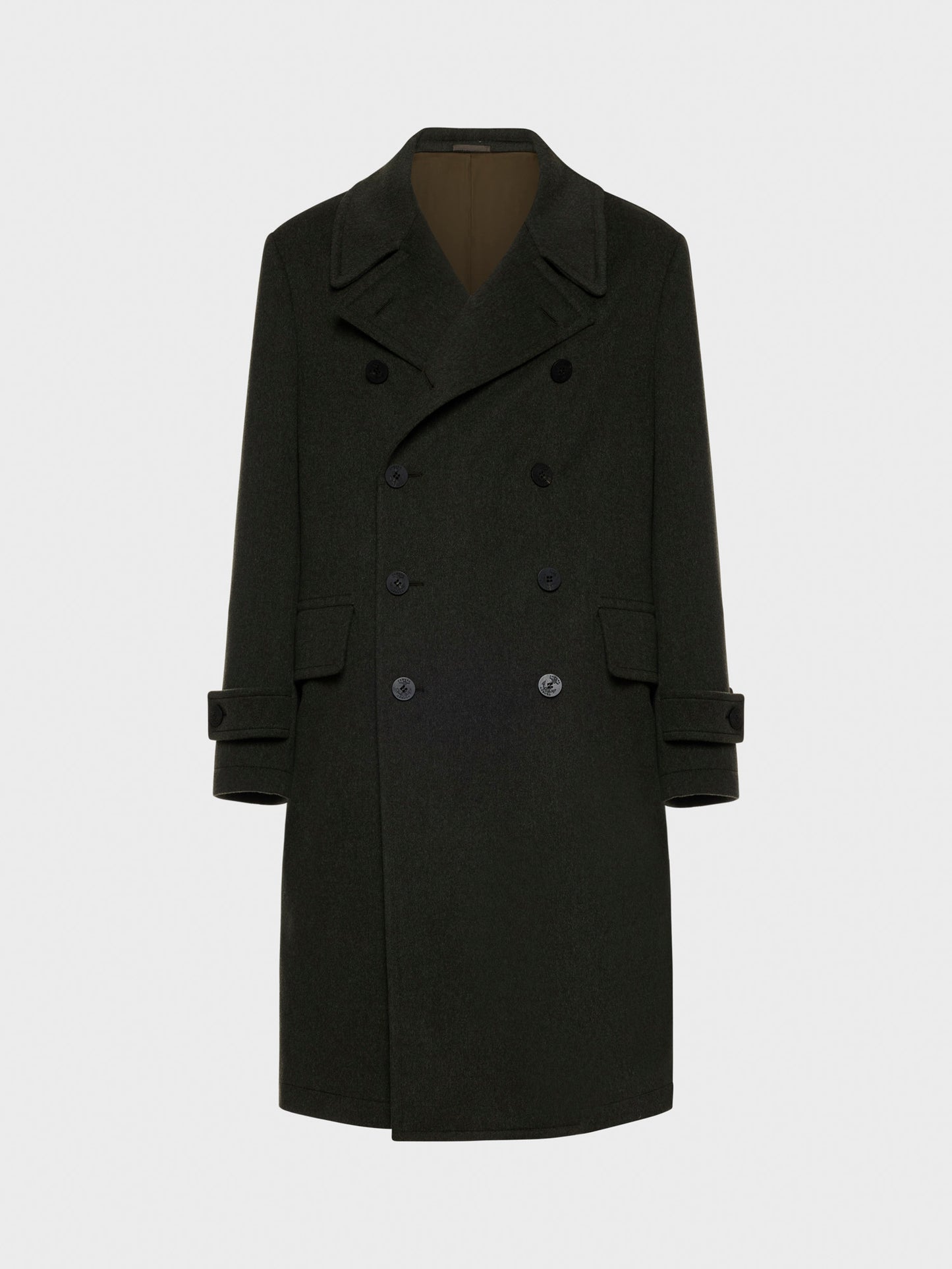 Caruso Menswear Abbigliamento Uomo Cappotto corsaro doppiopetto in beaver di lana verde still