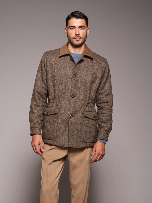 Giacca Dalila imbottita in lana Donegal beige