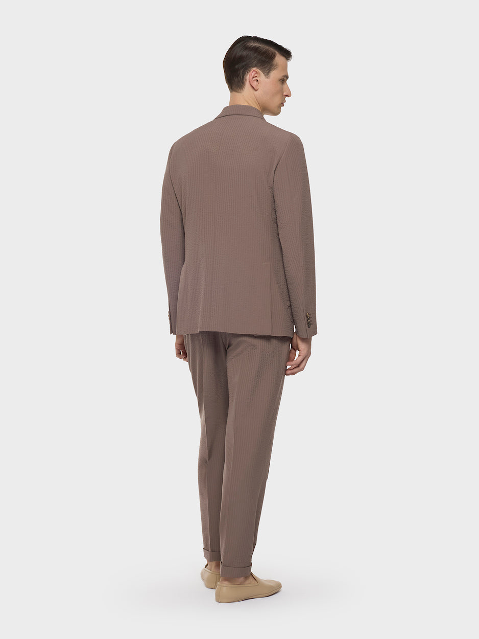Caruso Menswear Abbigliamento Uomo Abiti Abito butterfly monopetto in seersucker di lana beige look 3