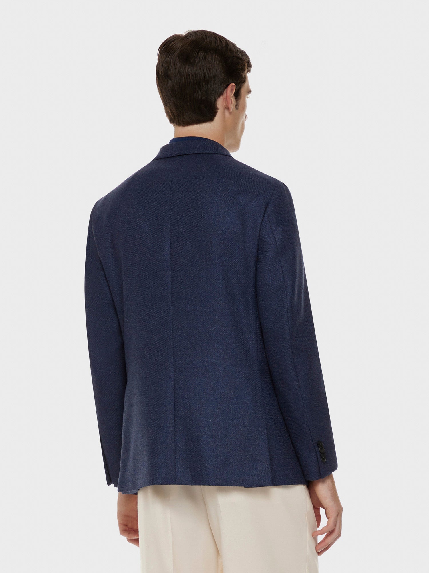 Caruso Menswear Abbigliamento Uomo Giacca butterfly in lana cashmere blu indossato back