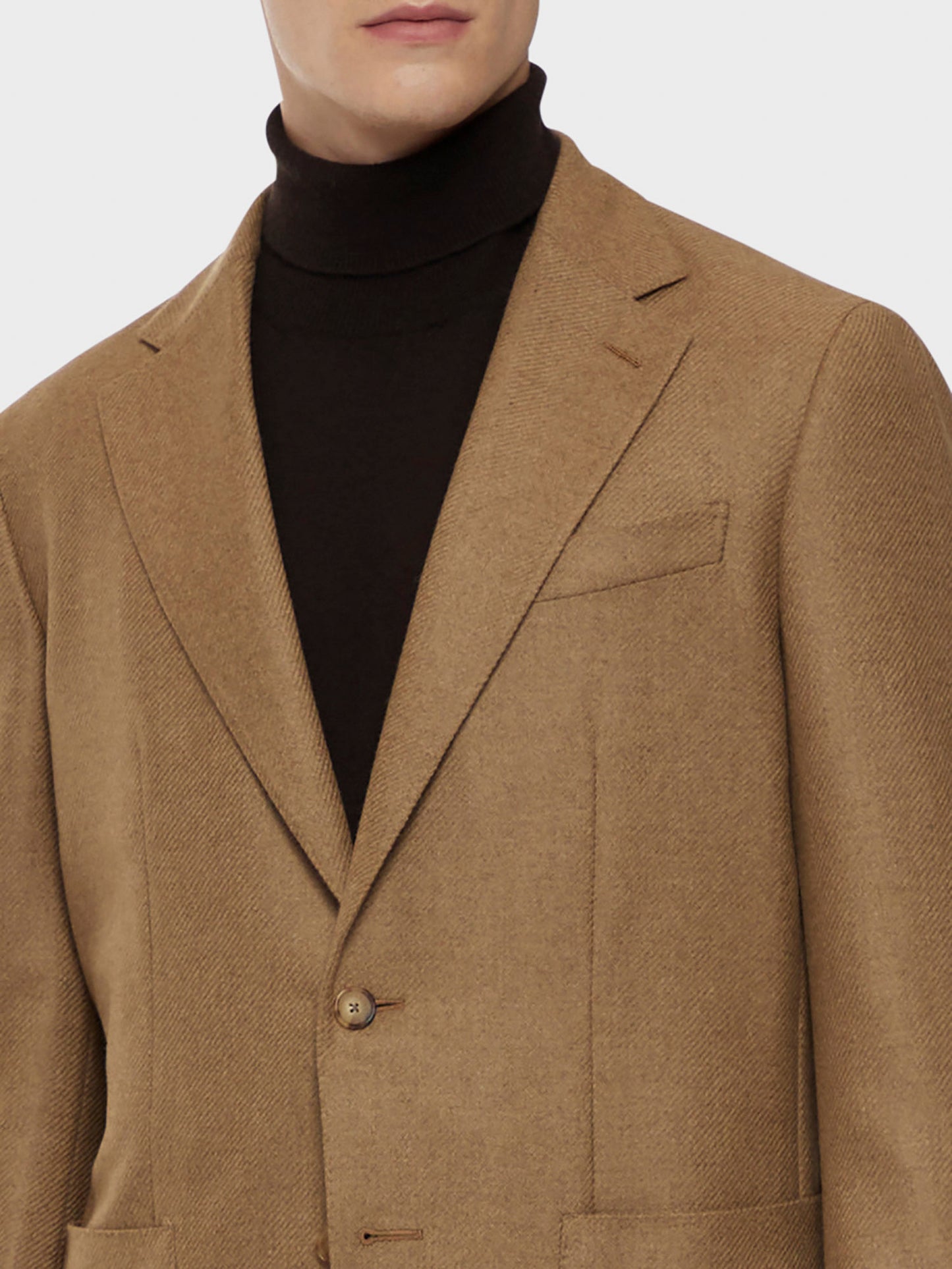 Caruso Menswear Abbigliamento Uomo Giacca butterfly in lana cashmere color cammello dettaglio