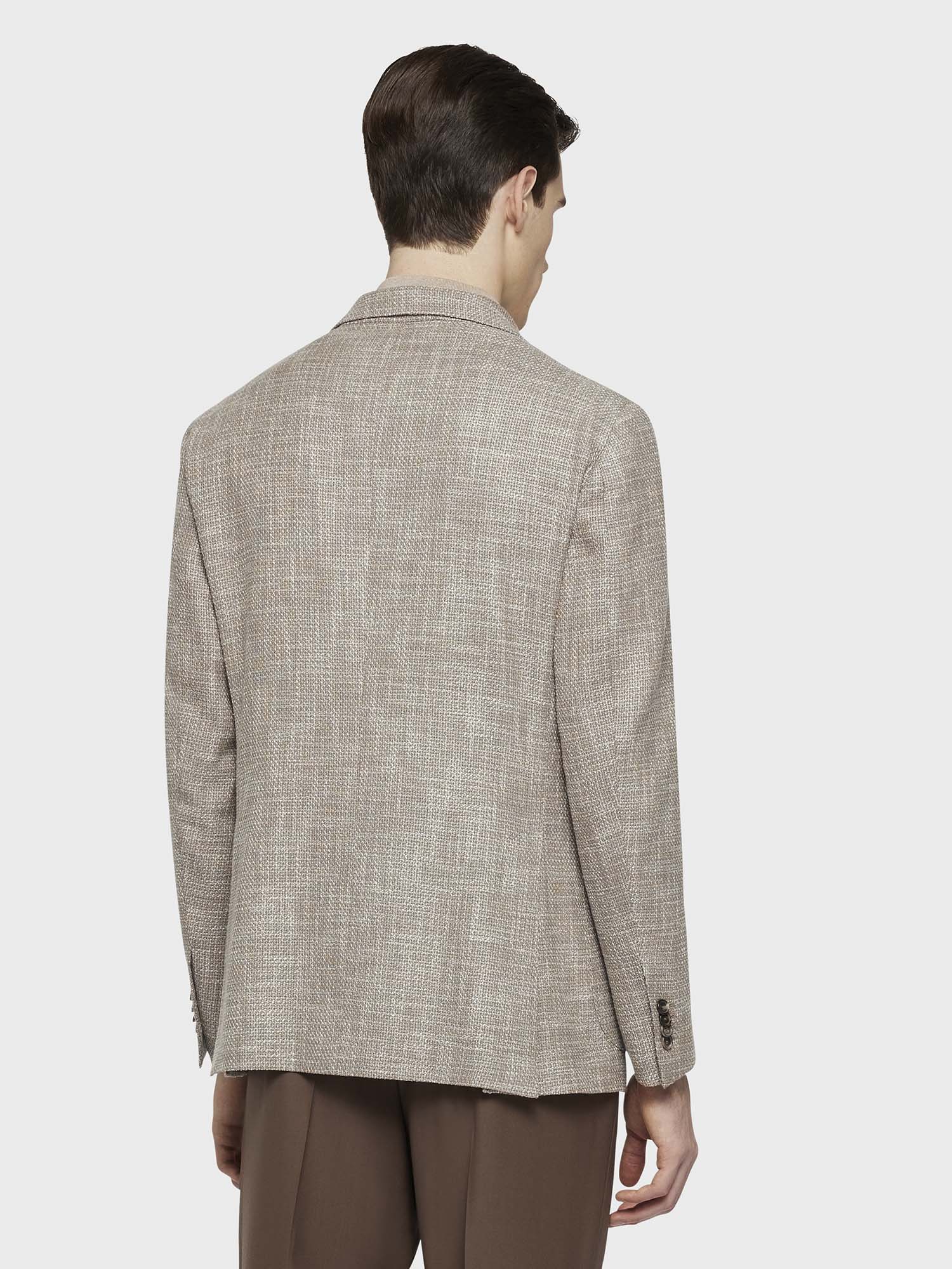 Caruso Menswear Abbigliamento Uomo Giacca butterfly in lana, seta e lino beige indossato back