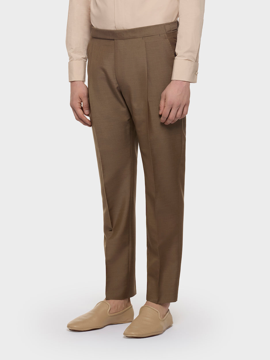 Caruso Menswear Abbigliamento Uomo Abiti Abito norma doppiopetto in lana mohair seta marrone look 5