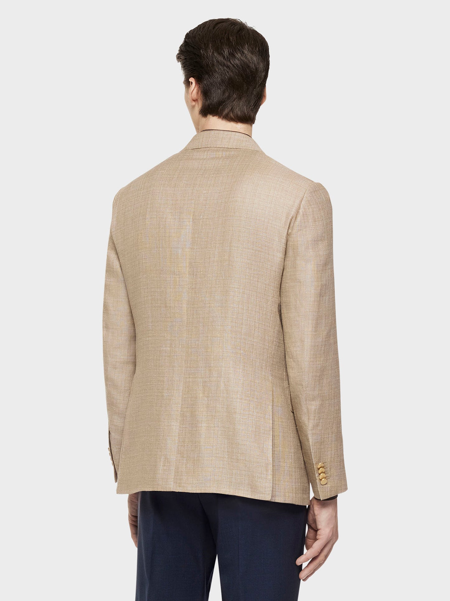 Caruso Menswear Abbigliamento Uomo Giacche Giacca norma doppiopetto in lino e lana beige look 4