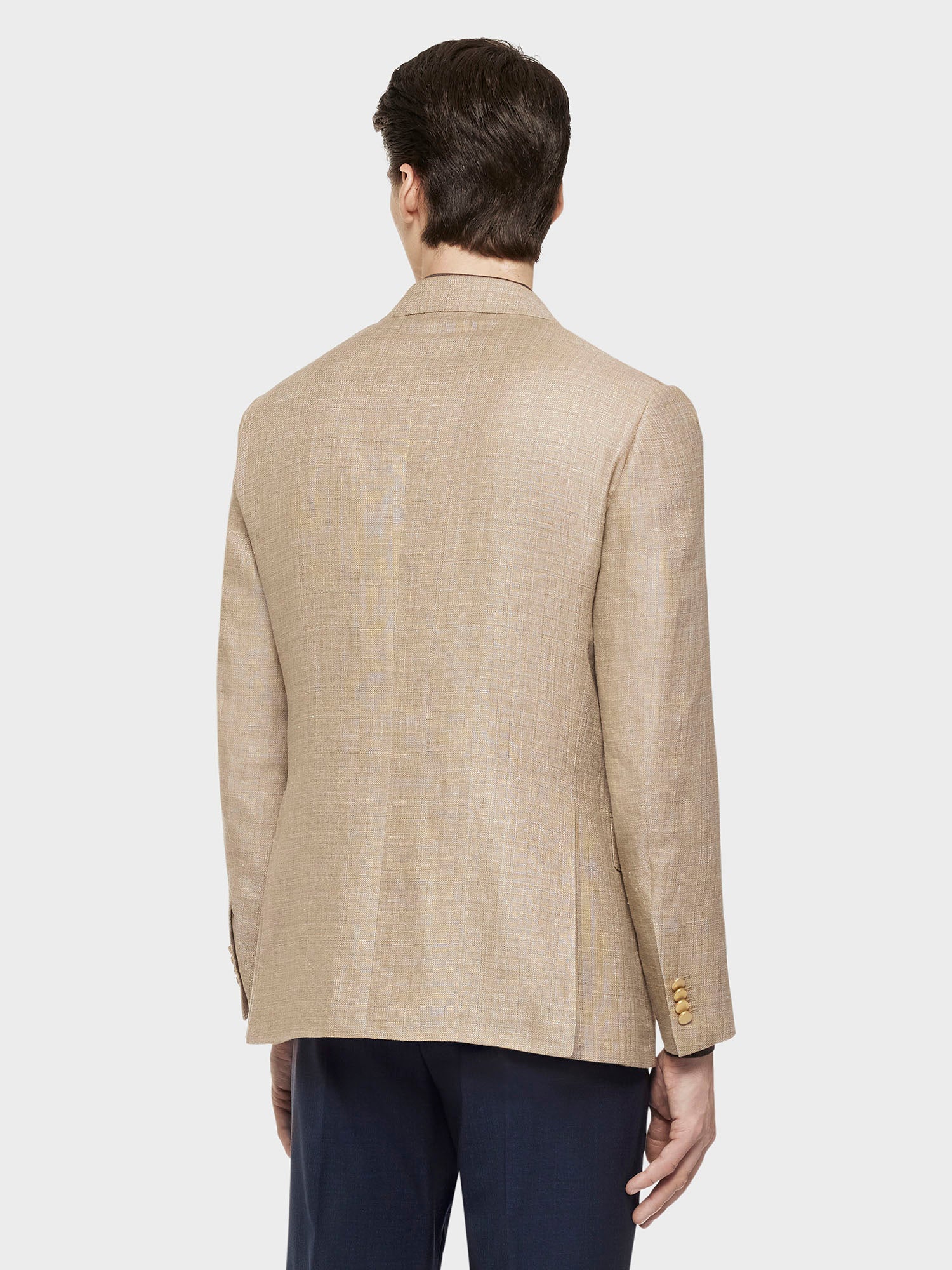 Caruso Menswear Abbigliamento Uomo Giacche Giacca norma doppiopetto in lino e lana beige look 4