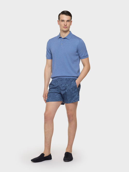 Short-Sleeve Polo in Cotton Blue