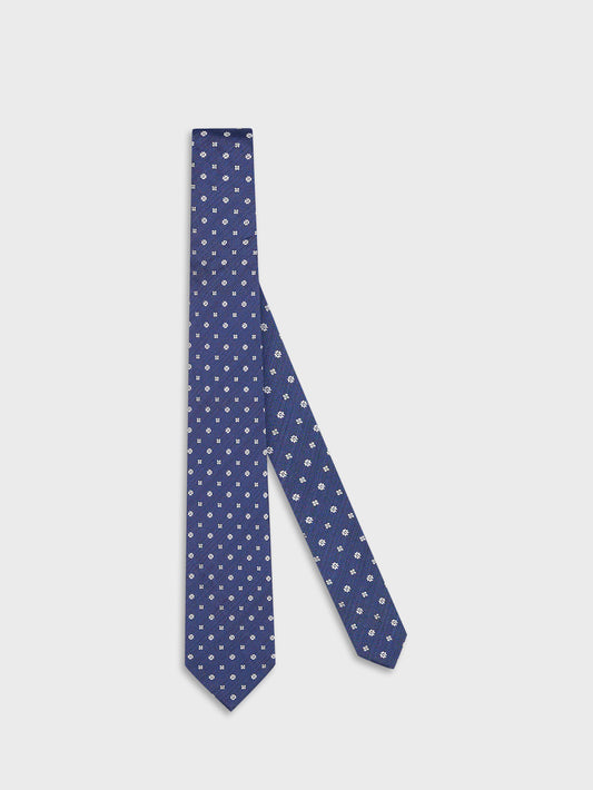 Caruso Menswear Abbigliamento Uomo Cravatte Cravatta in seta jacquard blu look 1
