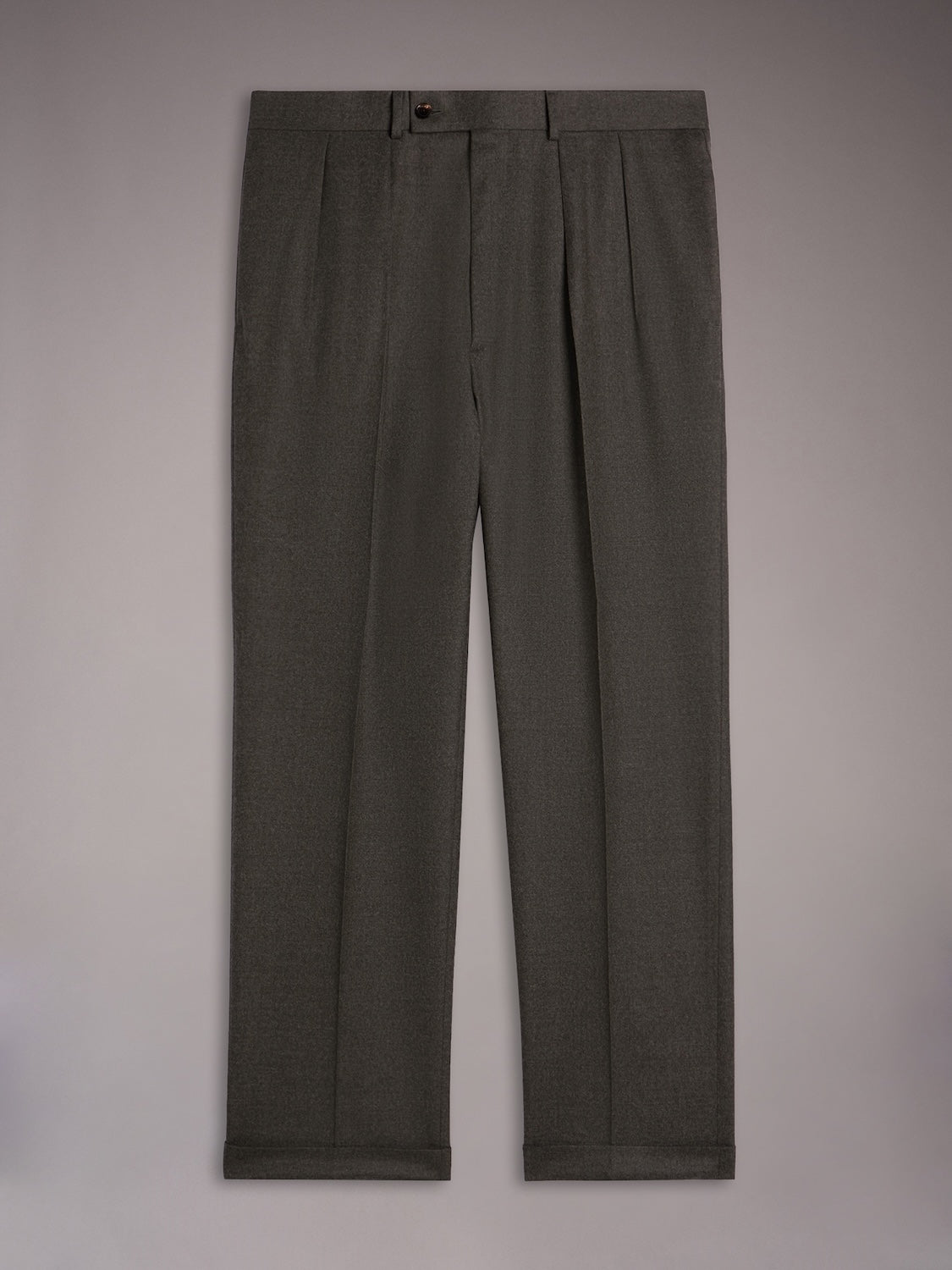 Pantalone a vita alta in flanella di lana verde