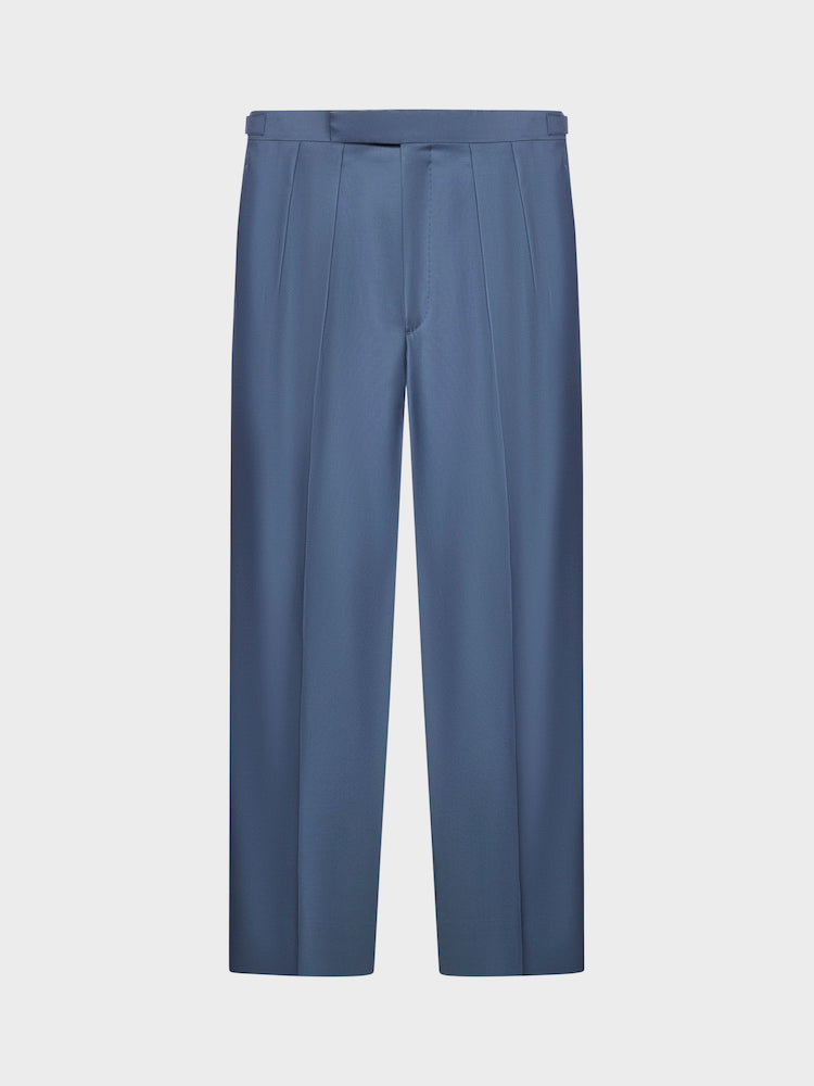Caruso Menswear Abbigliamento Uomo Pantaloni Pantalone a vita alta in lana blu look 2