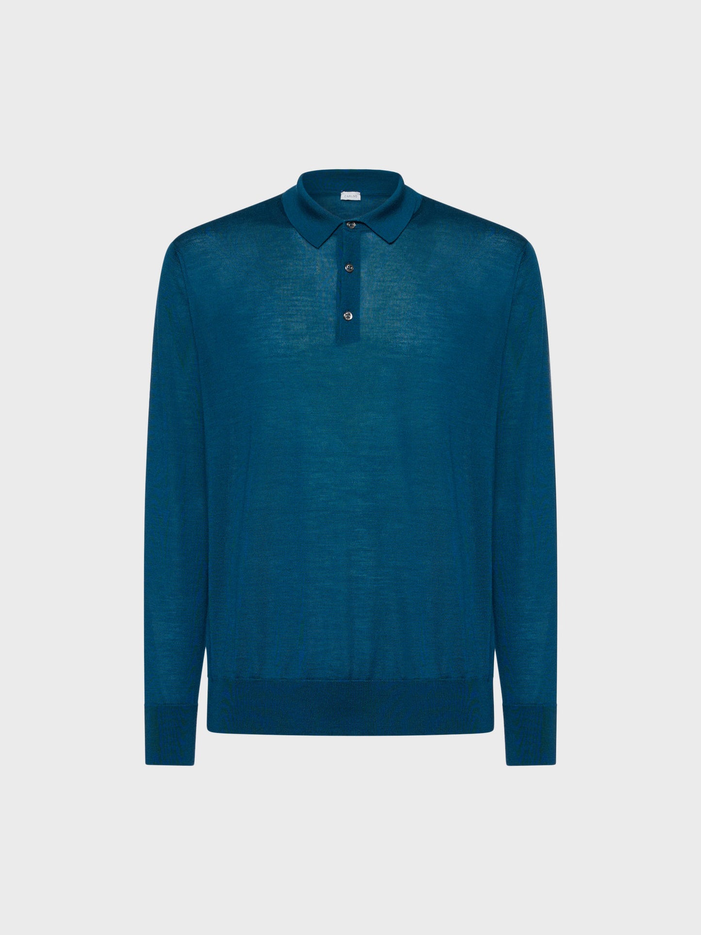 Caruso Menswear Abbigliamento Uomo Polo a maniche lunghe in lana, seta e cashmere blu petrolio still