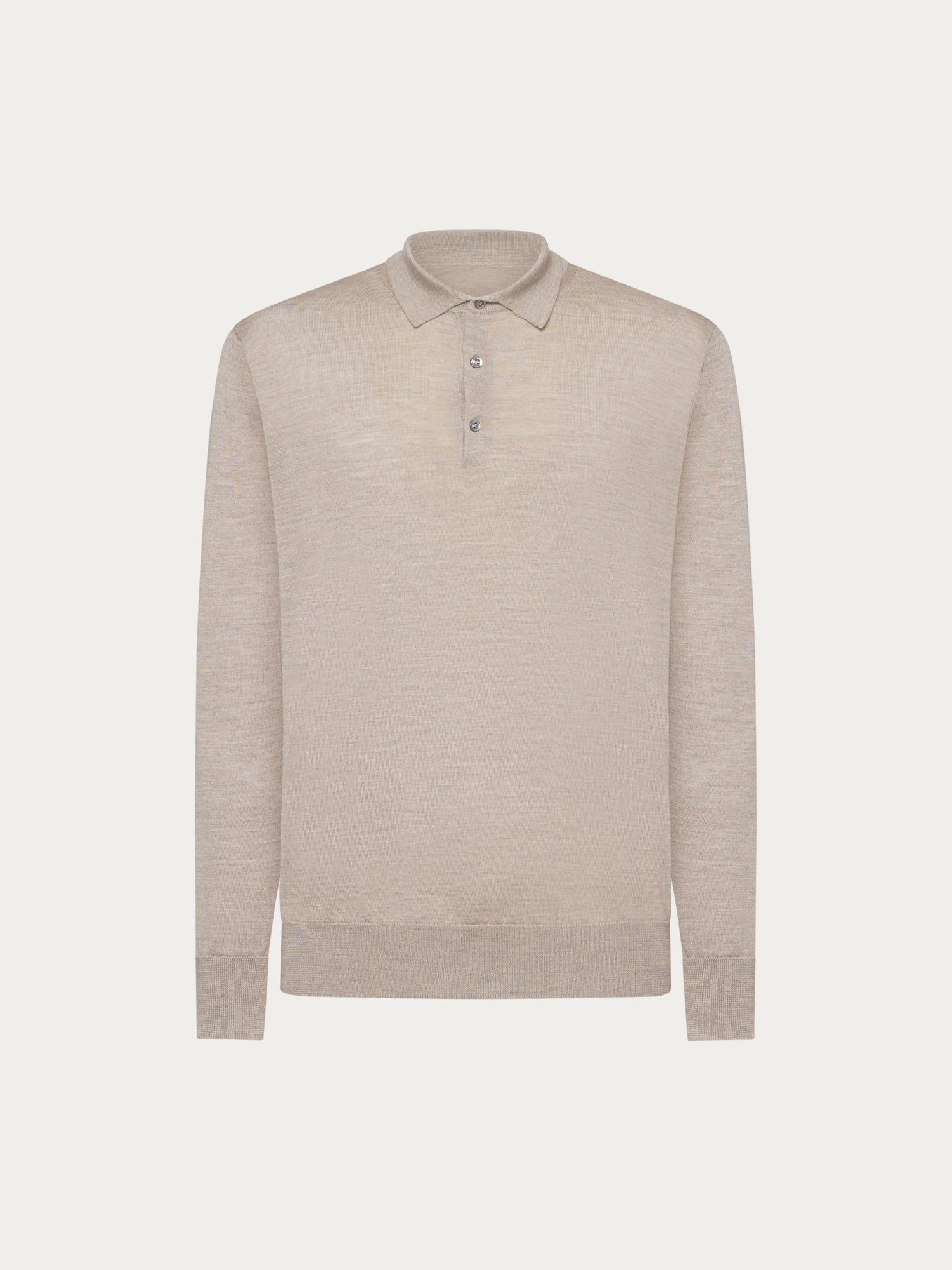Caruso Menswear Abbigliamento Uomo Polo a maniche lunghe in lana, seta e cashmere beige still