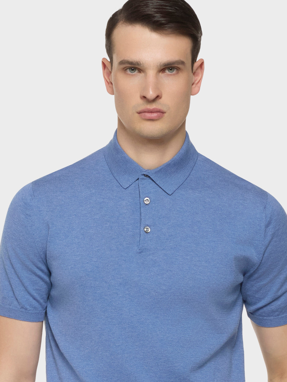 Caruso Menswear Abbigliamento Uomo Polo Polo a maniche corte in cotone blu look 5