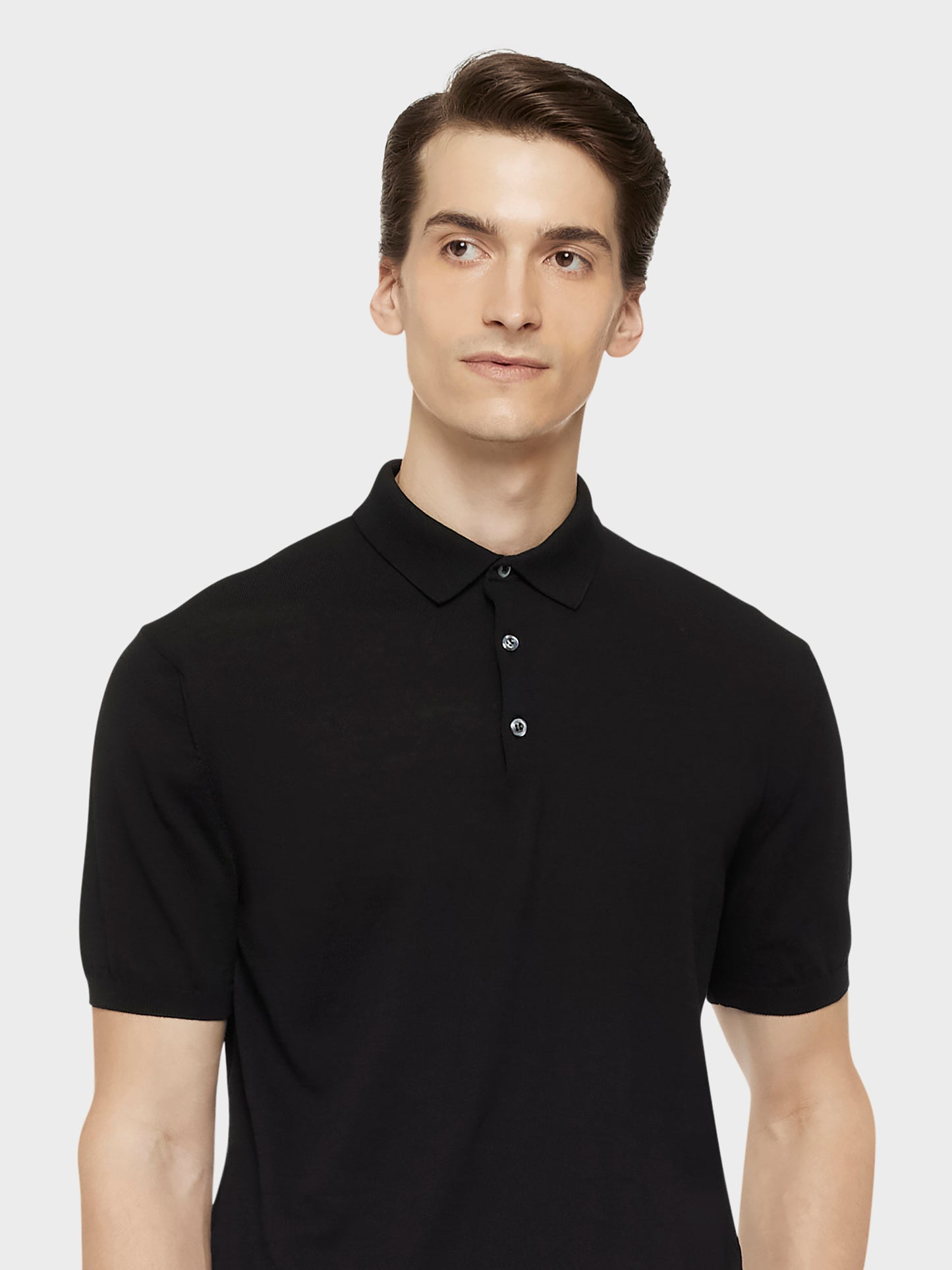 Caruso Menswear Abbigliamento Uomo Maglieria Polo a maniche corte in cotone nera look 5