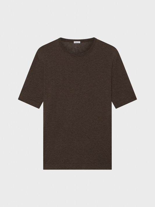 Caruso Menswear Abbigliamento Uomo Maglieria Maglia a maniche corte in cotone marrone look 2