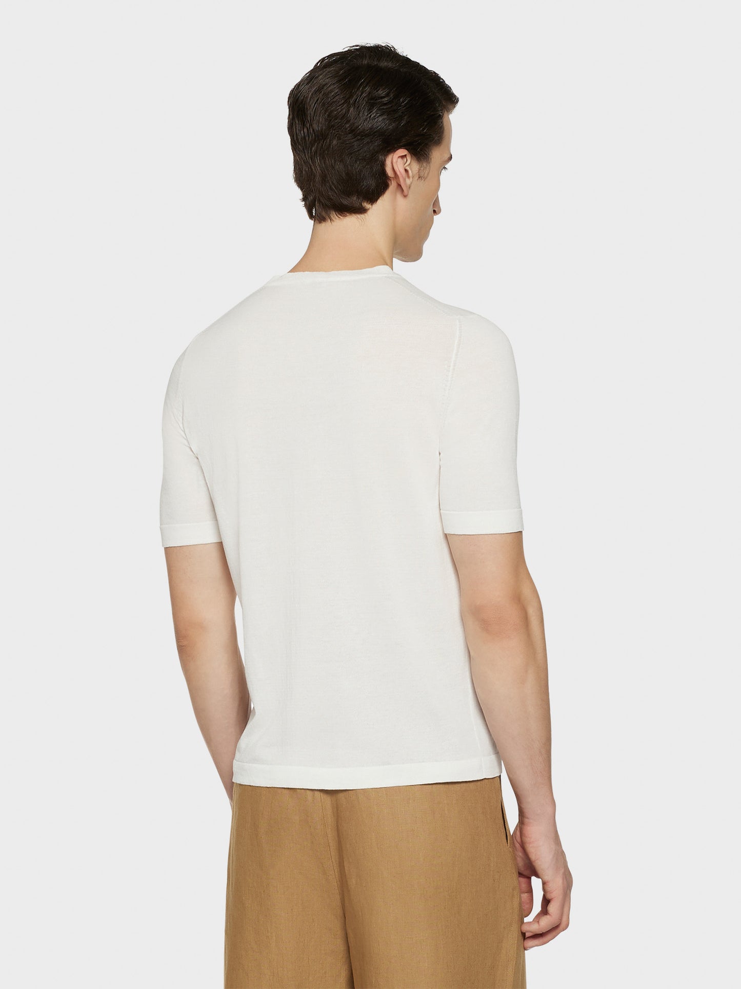 Caruso Menswear Abbigliamento Uomo Maglieria Maglia a maniche corte in cotone bianco look 4