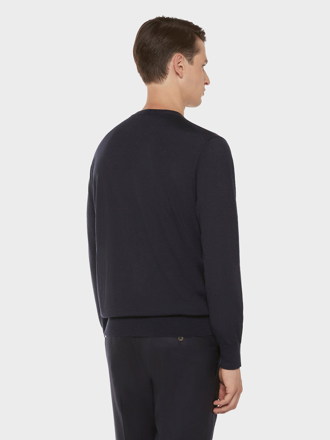 Caruso Menswear Abbigliamento Uomo Maglieria Maglia girocollo in lana, seta e cashmere blu look 4