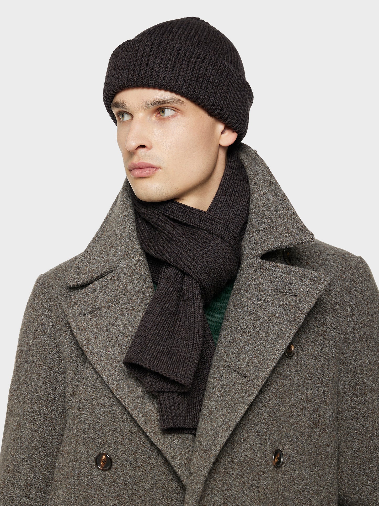 Caruso Menswear Abbigliamento Uomo Accessori Sciarpa in lana marrone look 1