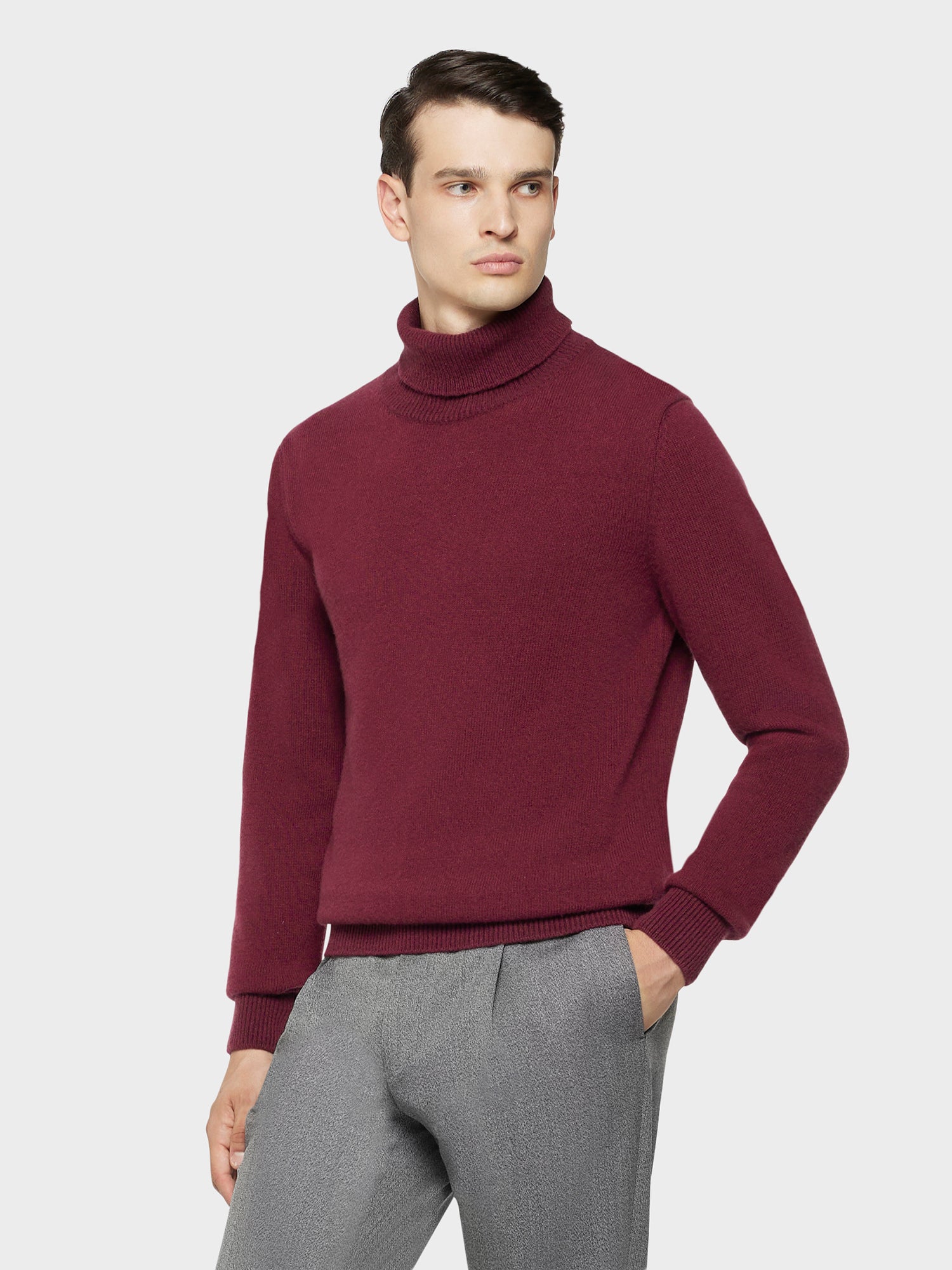 Caruso Menswear Abbigliamento Uomo Maglieria Dolcevita in lana babywool rosa look 1