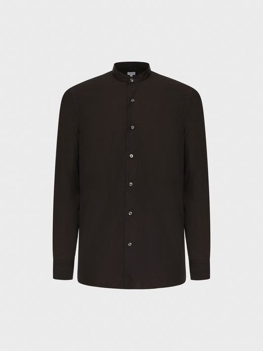 Caruso Menswear Abbigliamento Uomo Camicia coreana in cotone marrone still