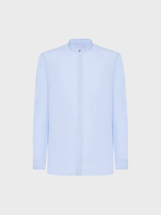 Caruso Menswear Abbigliamento Uomo Camicia coreana in cotone azzurro still