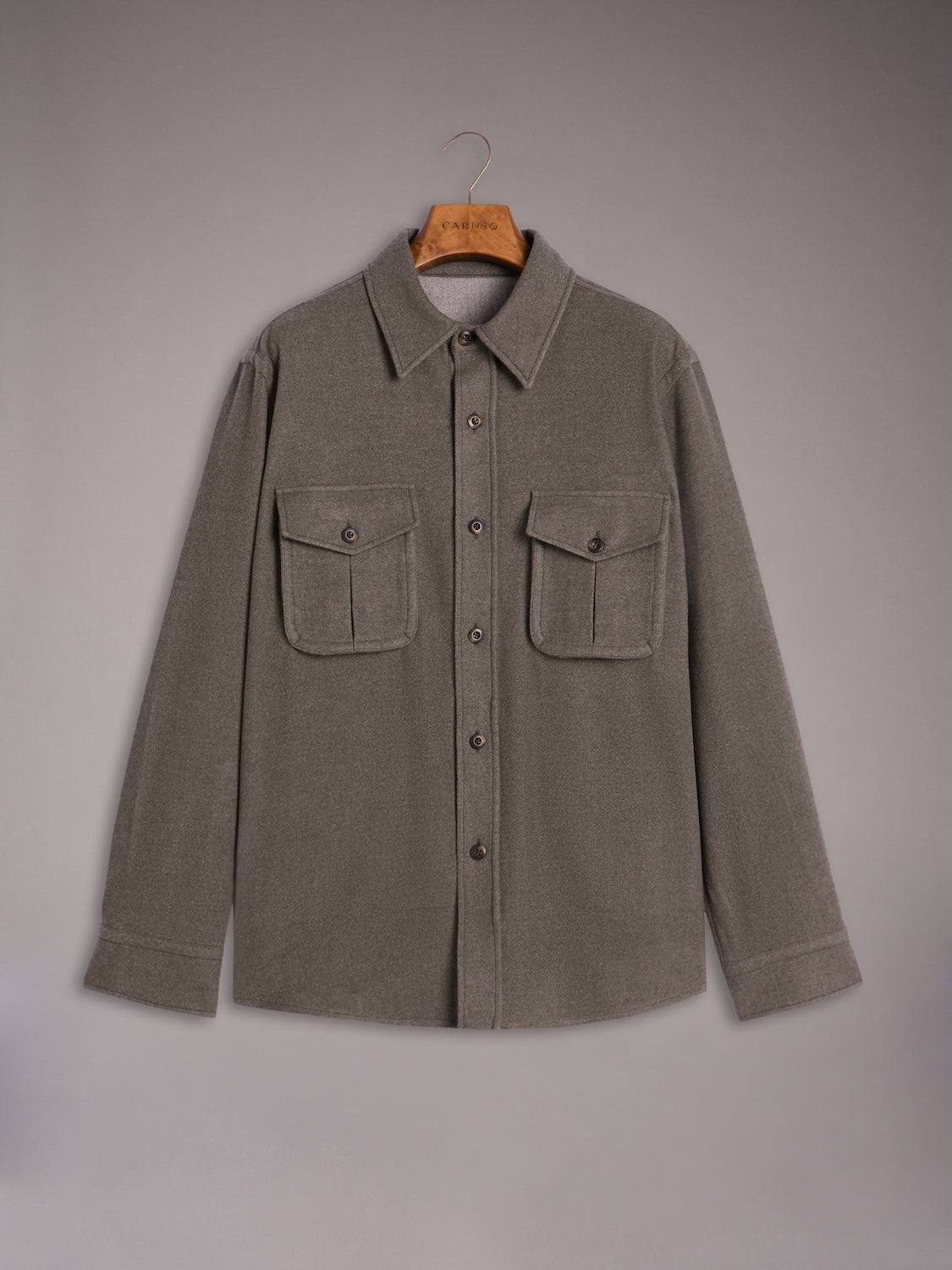 Overshirt in lana 180s' verde