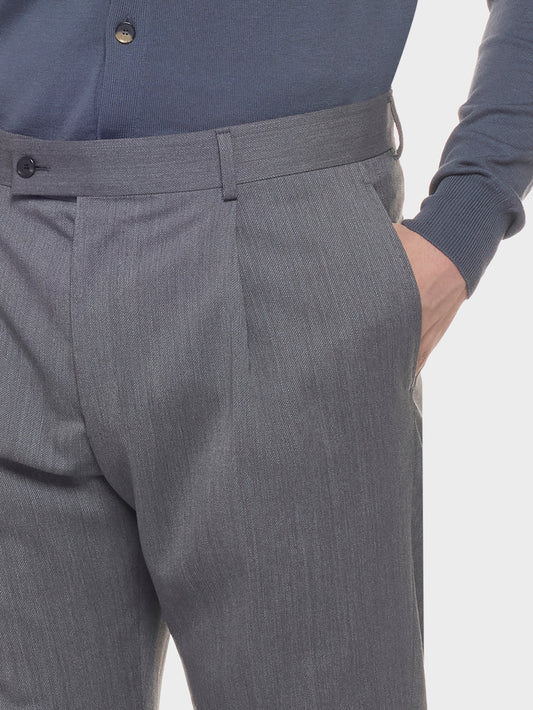 Pantalone carrot fit in lana zeelander grigio