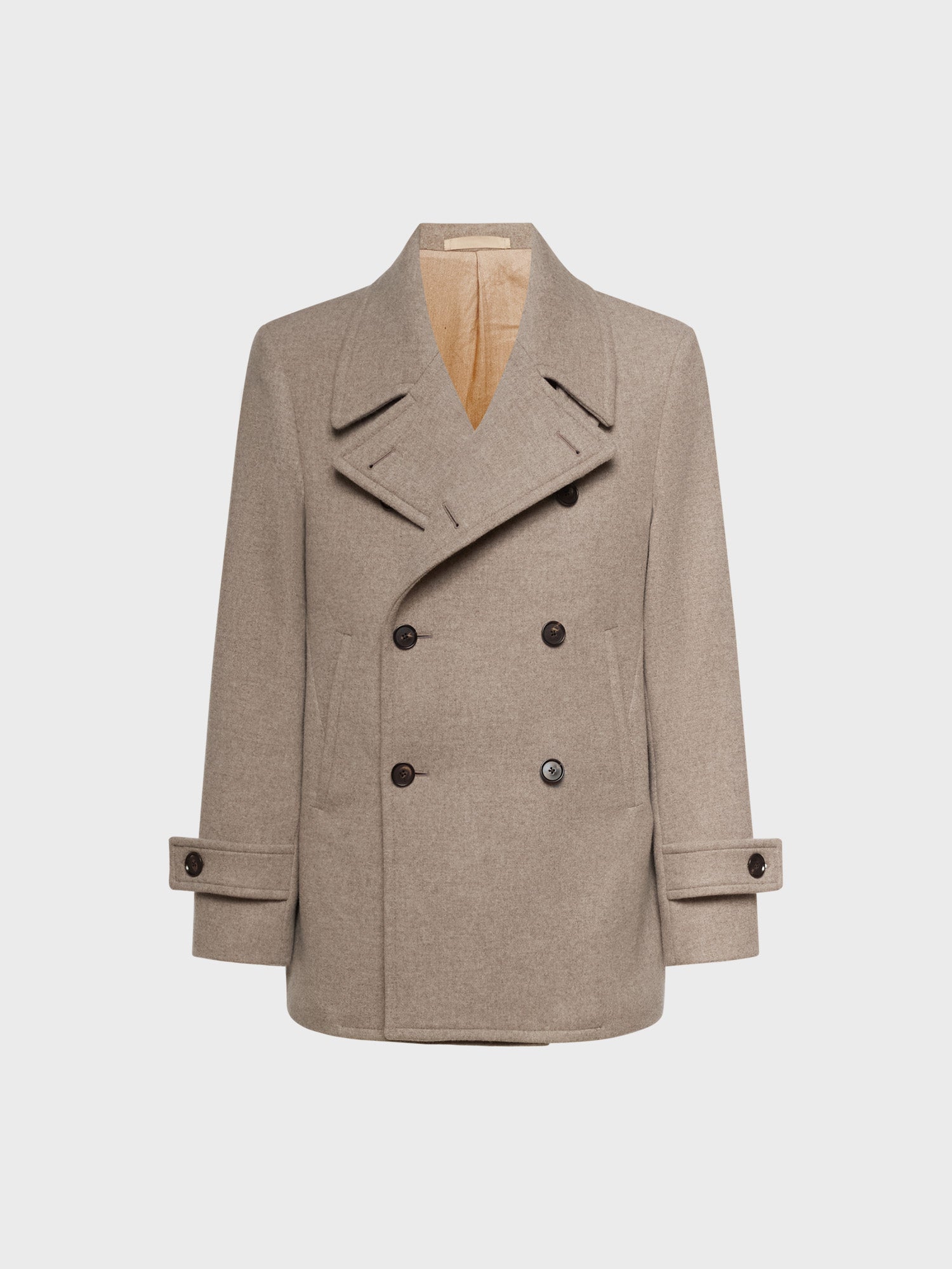Caruso Menswear Abbigliamento Uomo Peacot in lana e cashmere double beige still