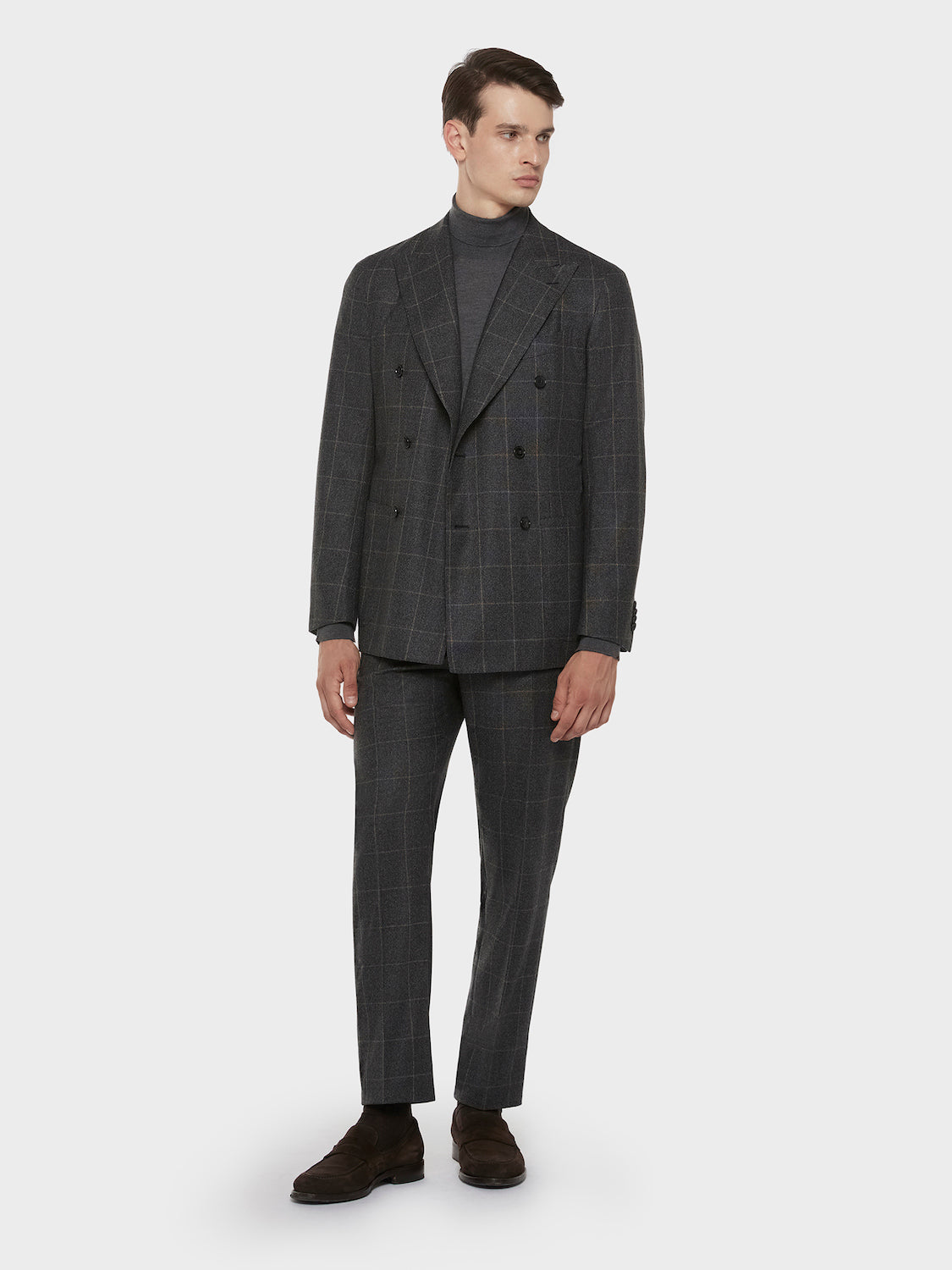 Caruso Menswear Abbigliamento Uomo Pantaloni Pantalone da giacca in lana 180s' principe di galles grigio look 3