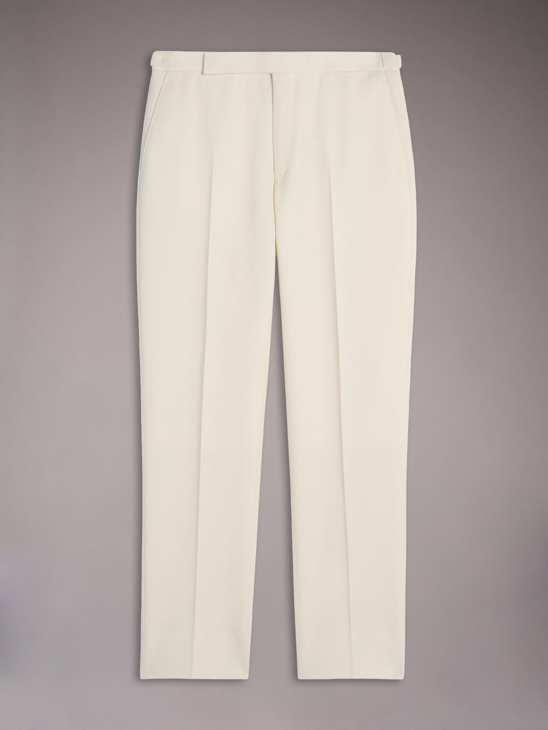 Pantalone regular fit in lana Barathea bianca