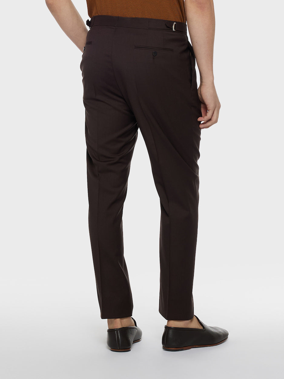 Caruso Menswear Abbigliamento Uomo Pantaloni Pantalone da giacca in barathea di lana marrone look 4