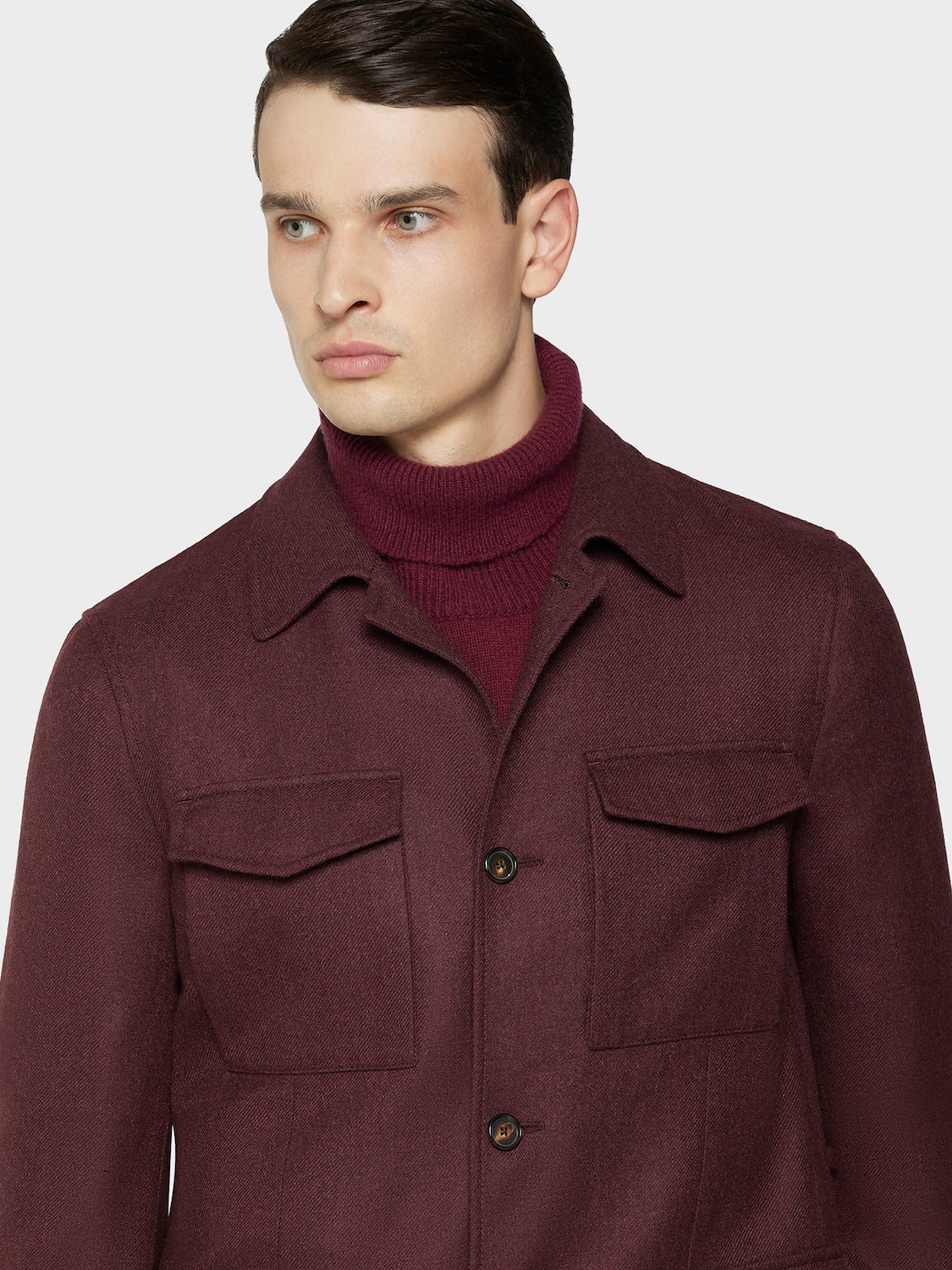 Caruso Menswear Abbigliamento Uomo Giacche Giacca sahariana in lana e cashmere bordeaux look 6