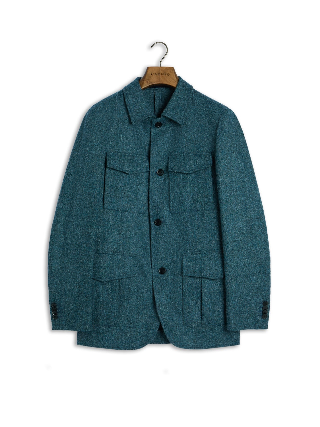 Saba safari jacket in blue alpaca, wool and silk 