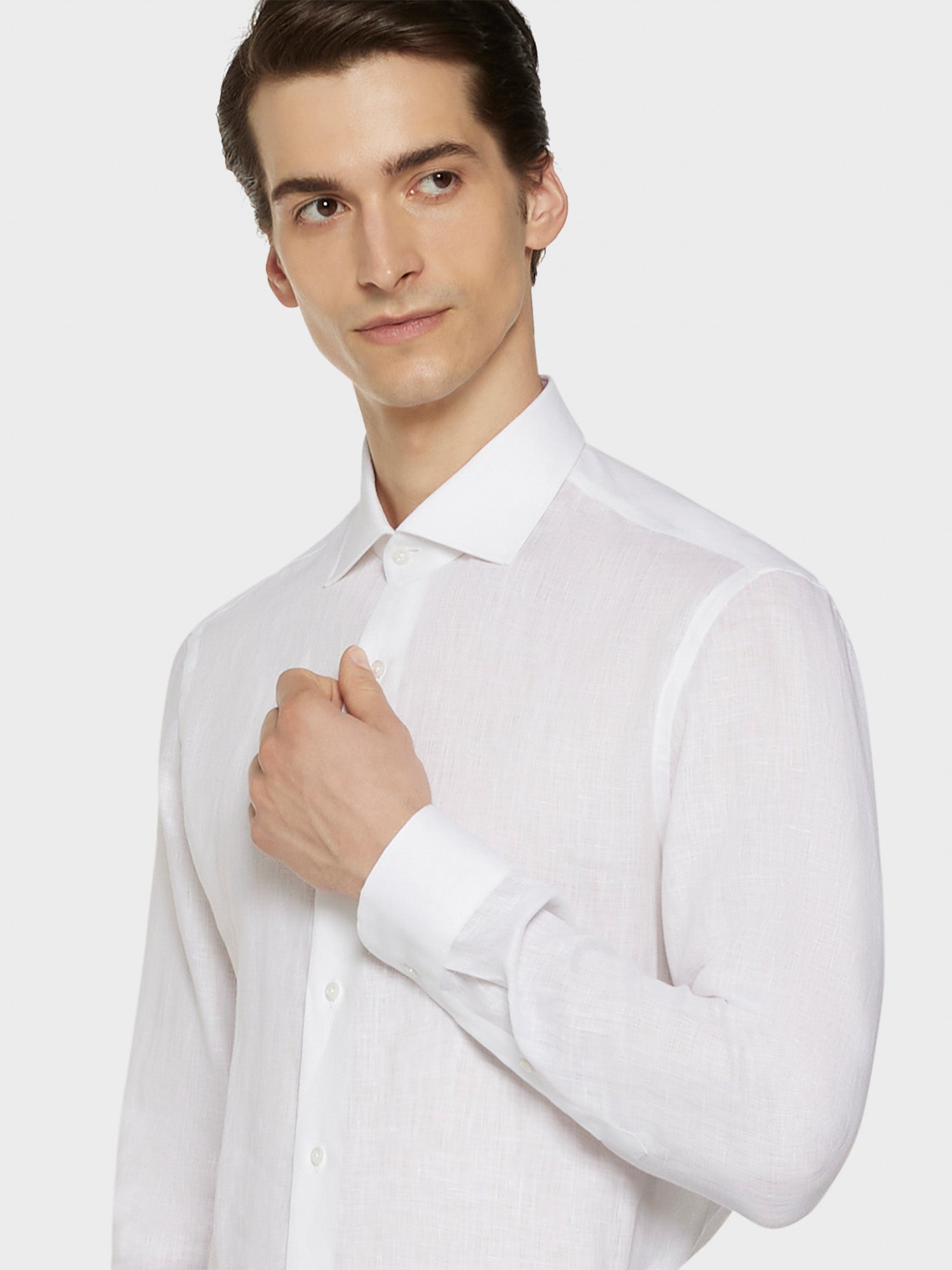 Caruso Menswear Abbigliamento Uomo Camicie Camicia slim in lino bianca look 5