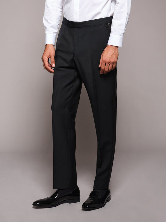 Pantalone da smoking slim fit in lana e mohair nero