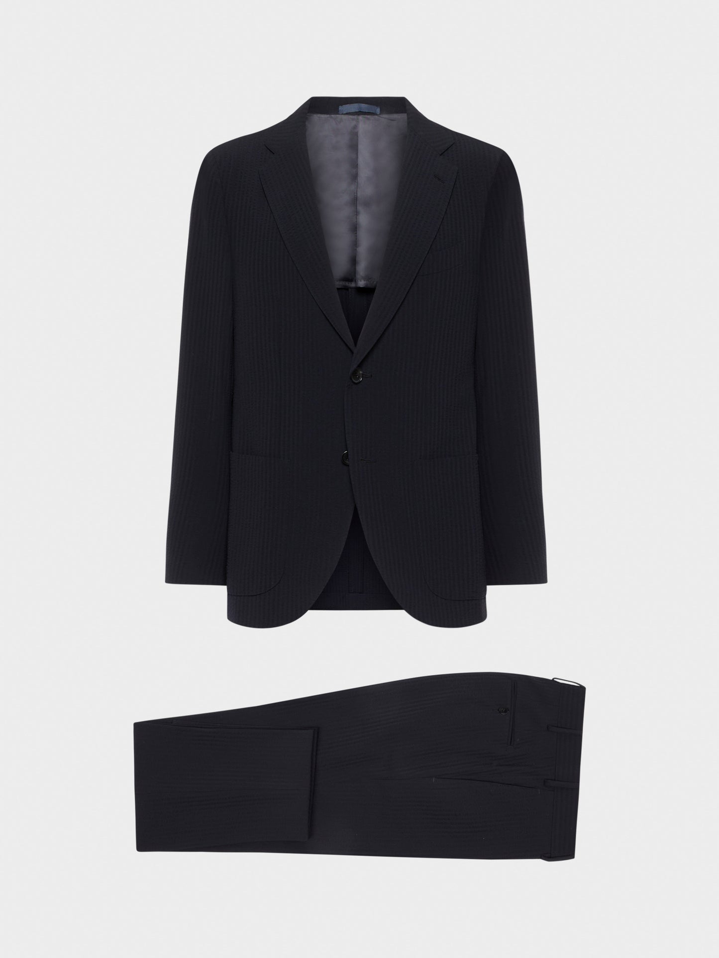 Caruso Menswear Abbigliamento Uomo Abito Aida in Seersucker di lana blu drop 8R giacca e pantalone