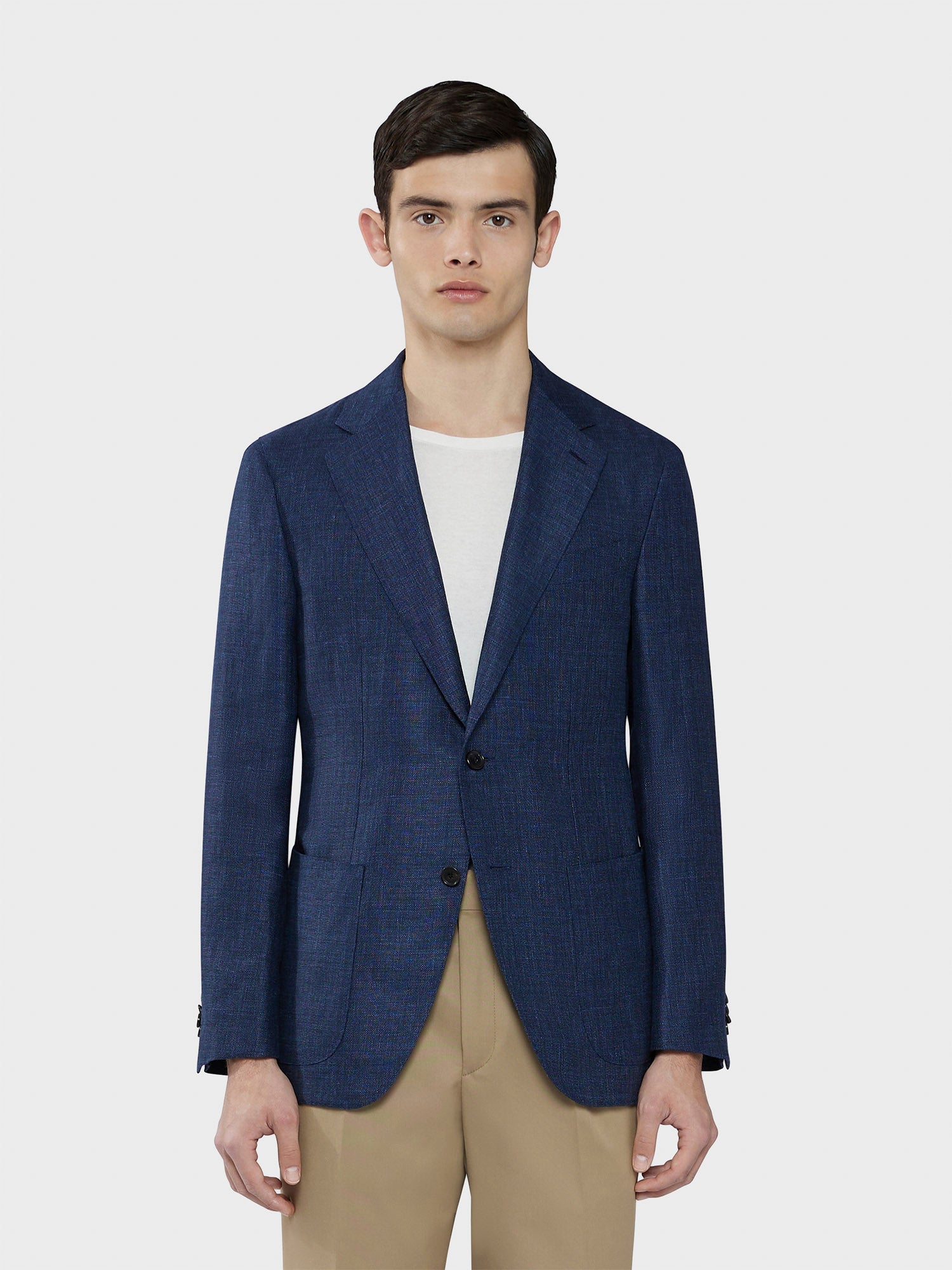 Caruso Menswear Abbigliamento Uomo Giacca Aida semisfoderata primaverile in lino lana bianco drop 8R indossato