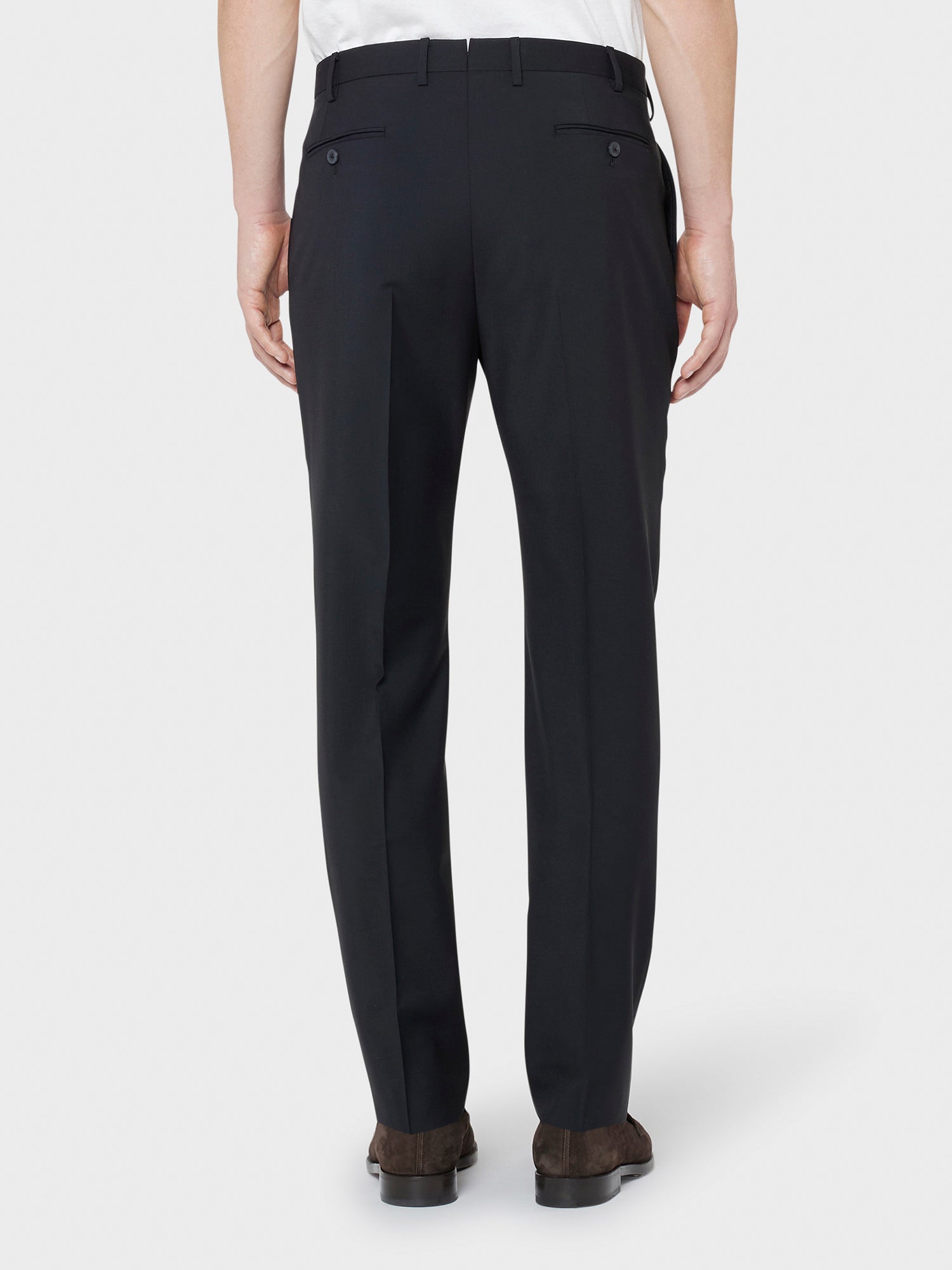 Caruso Menswear Abbigliamento Uomo Pantaloni slim fit in lana nero indossati back